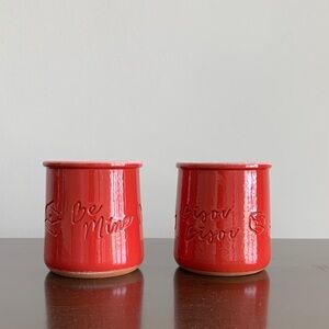 La Fermière Red Ceramic Jars - 1 "Bisou" and 1 "Be Mine"